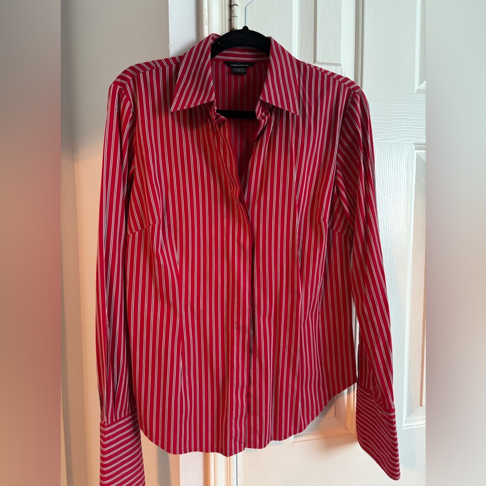 Moda International Red Striped Blouse